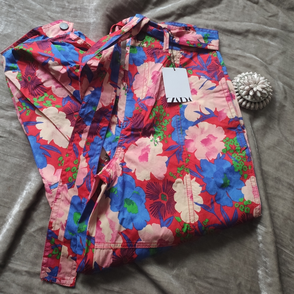 Zara Paper Bag Floral Trouser Pants